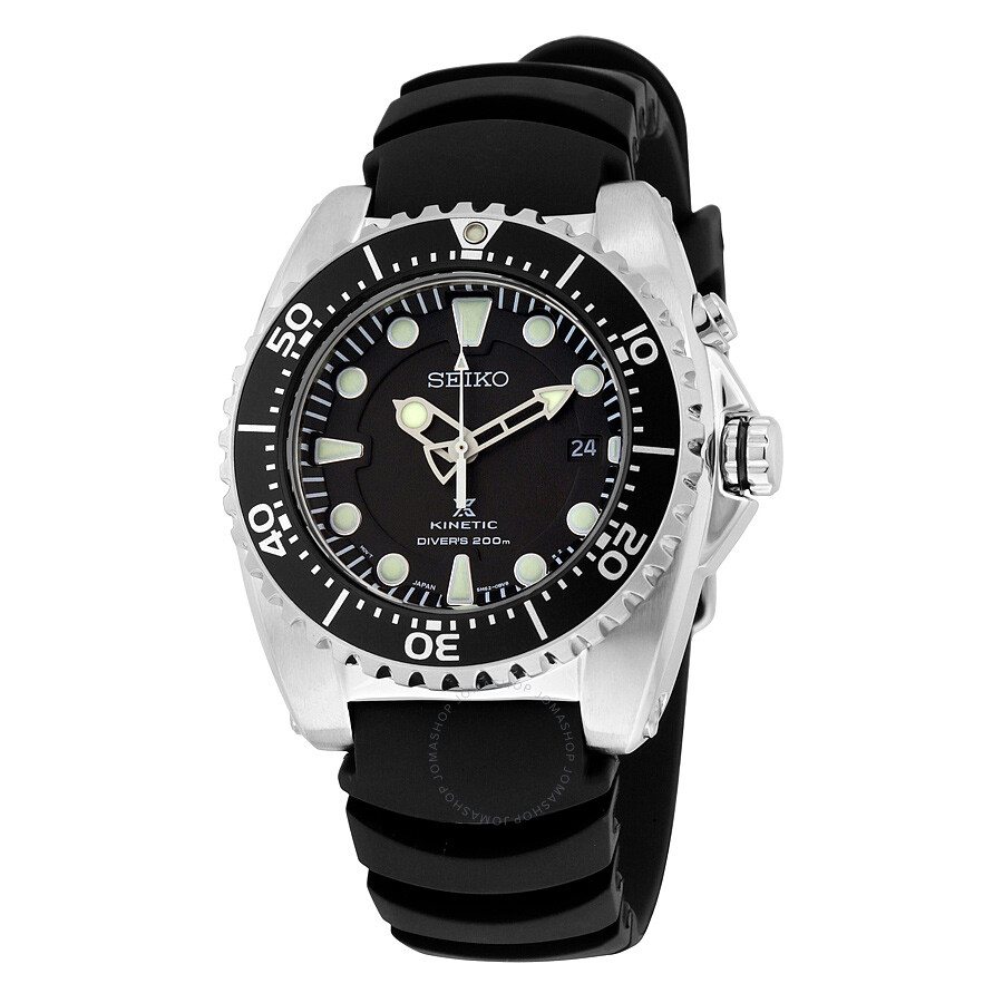 Seiko Kinetic Dive Black Dial Black Rubber Men S Sports Watch Ska P