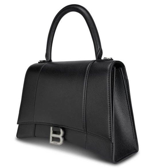 BALENCIAGA Grained Calfskin Small Hourglass Top Handle Bag Black 1154301 |  FASHIONPHILE