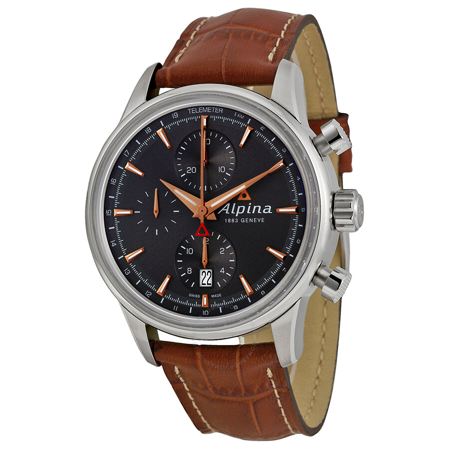 Alpina Alpiner Chronograph Automatic Grey Dial Leather Men  