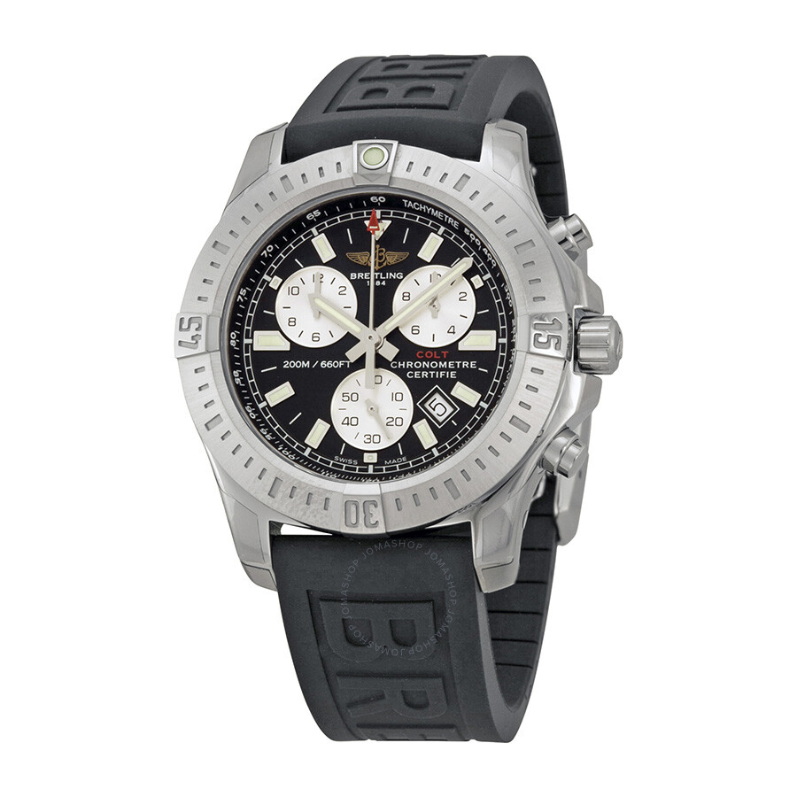 Breitling Colt Chronograph Black Dial Rubber Strap Men's ...