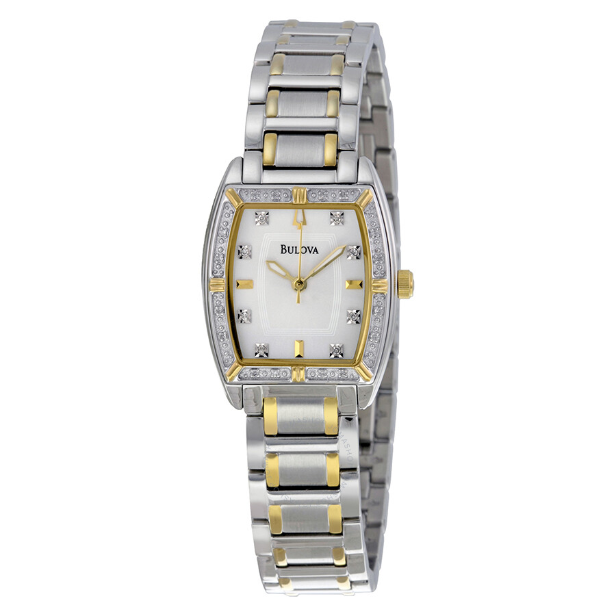 Bulova Diamond Bezel Two-tone Bracelet Ladies Watch 98R159 - Bracelet ...