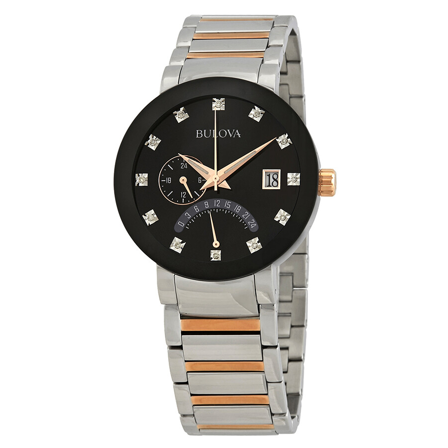 Bulova Diamond Black Dial Two-tone Men's Watch 98D129 - Diamond ...