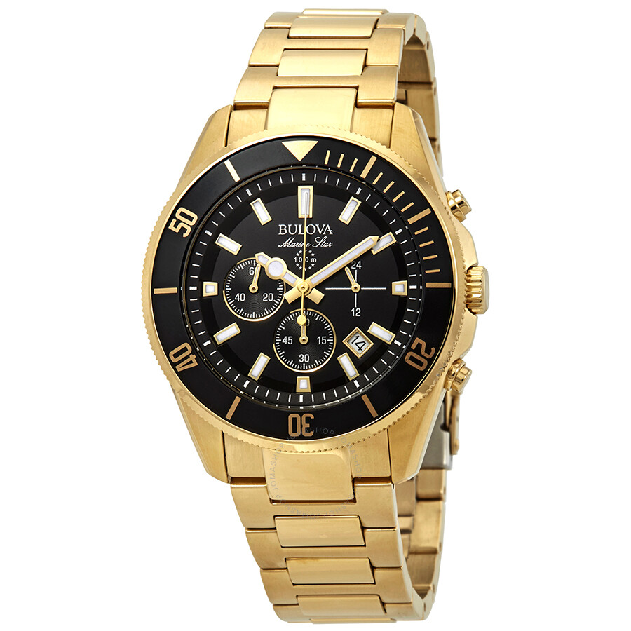 Bulova Marine Star Chronograph Black Dial Men's Watch 98B250 - Marine ...