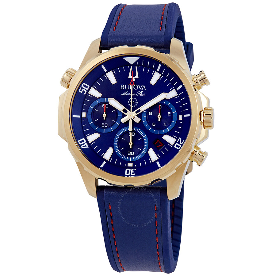 Bulova Marine Star Chronograph Blue Dial Men's Watch 97B168 - Marine ...