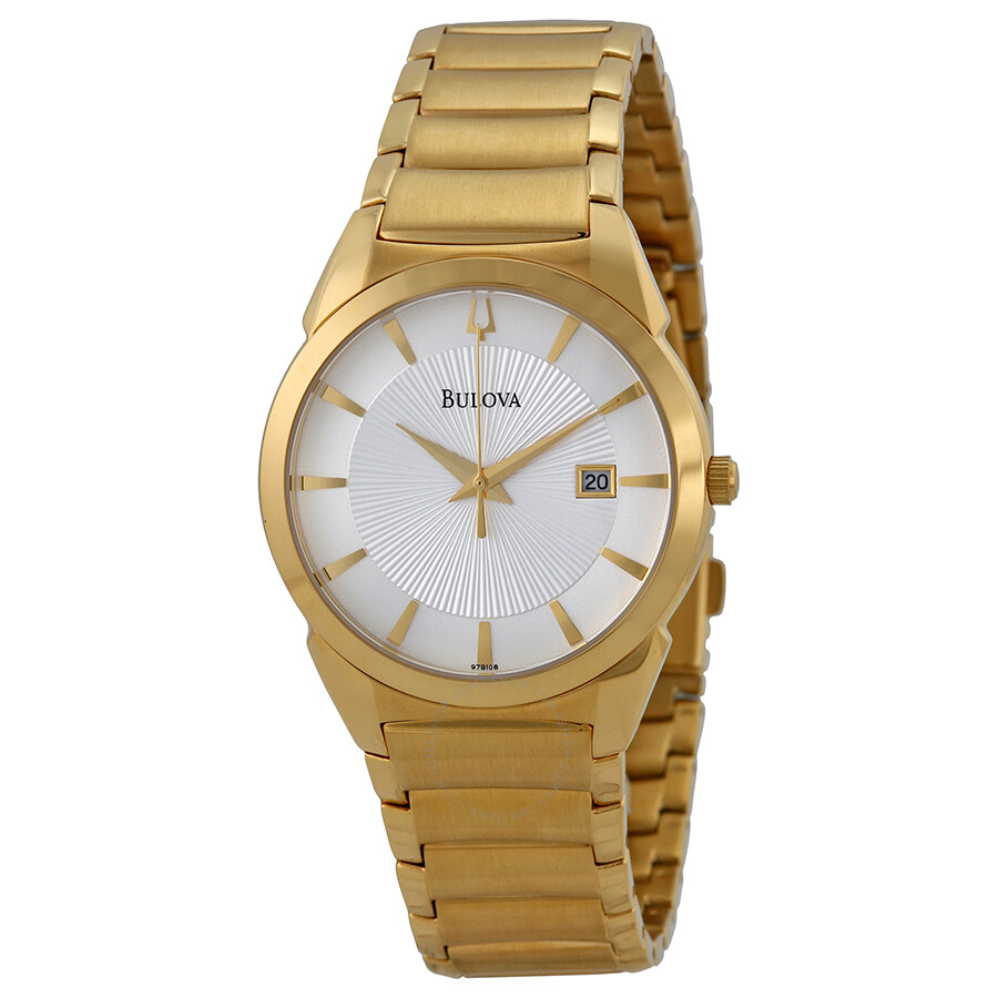 Bulova Silver White Dial Gold-plated Men's Watch 97B108 - Bulova ...