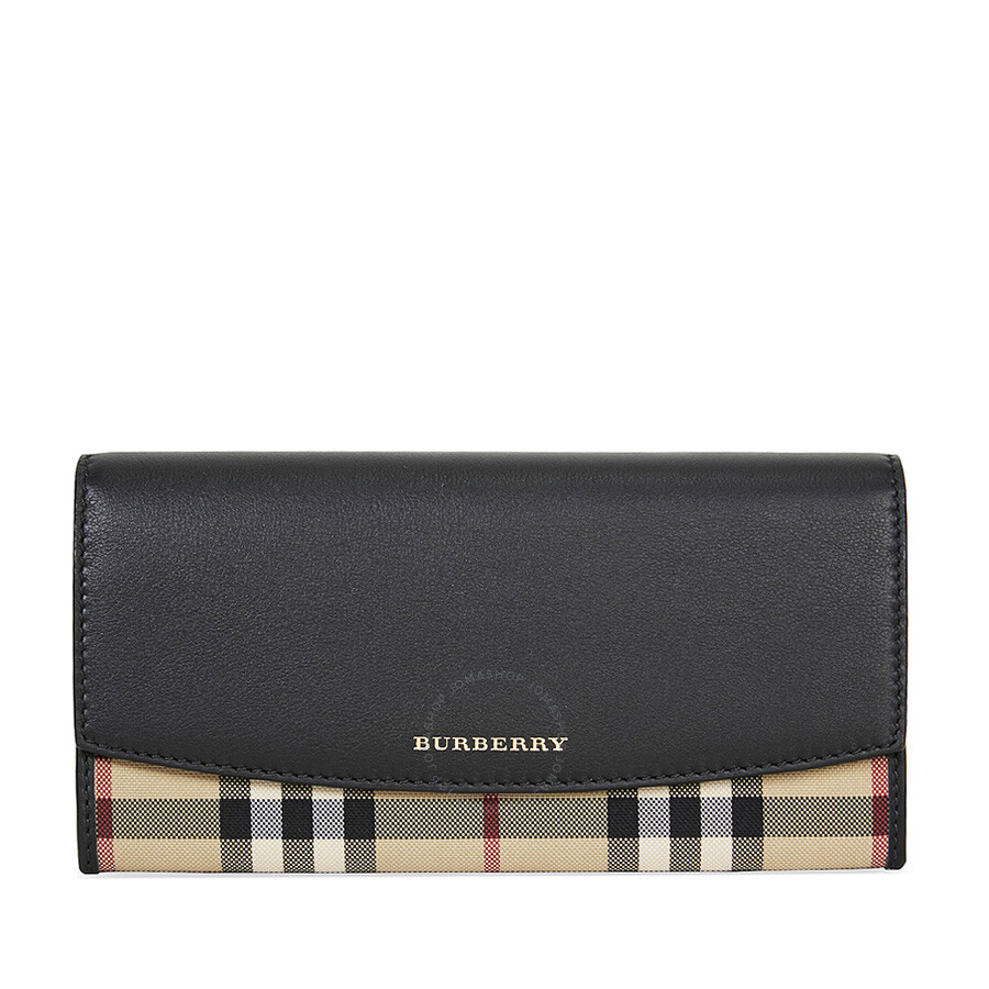 Burberry Horseferry Check and Leather Continental Wallet - Black ...
