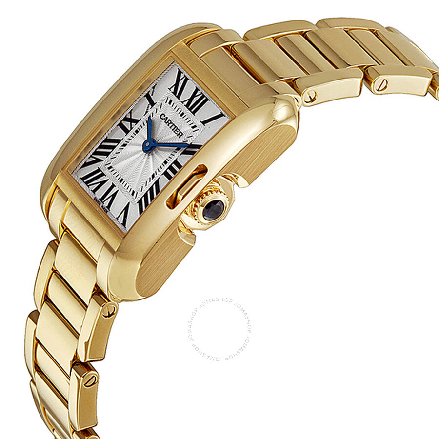 Cartier Tank Anglaise Silver Dial 18kt Yellow Gold Ladies Watch ...