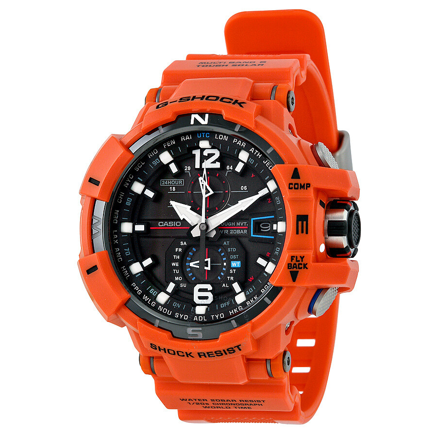 Casio Gravitymaster Black Dial Orange Band Men's Watch ...