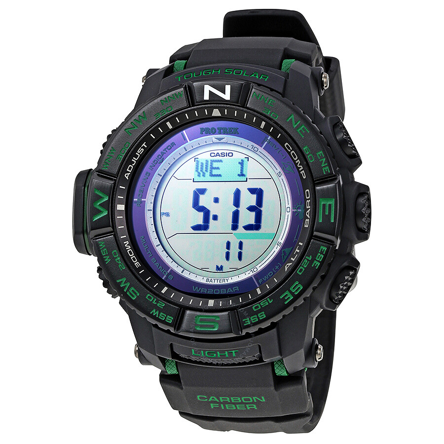 Casio Pro Trek Triple Sensor Black Resin Men's Digital Watch PRWS3500 ...