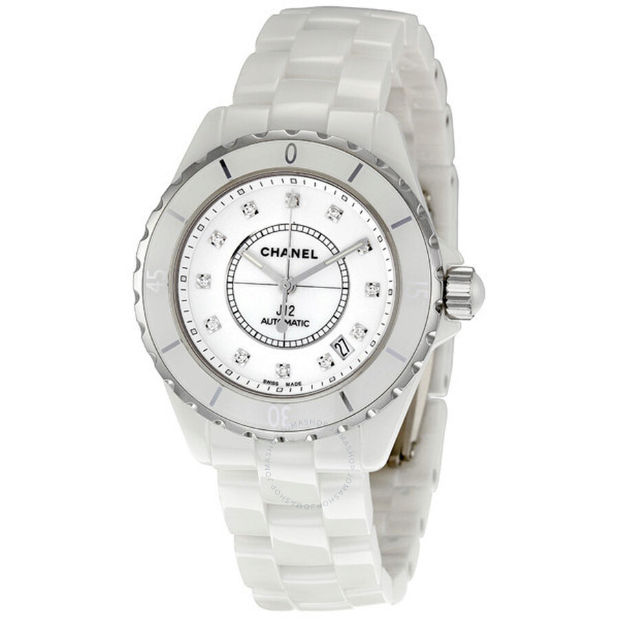 Chanel J12 Diamond White Ceramic Midsize Unisex Watch H1629 - J12 ...