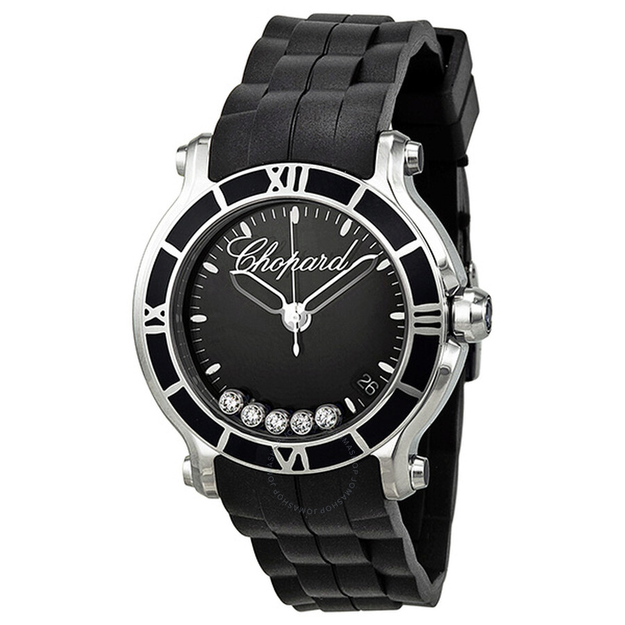 Chopard Happy Sport Floating Diamonds Black Dial Ladies ...