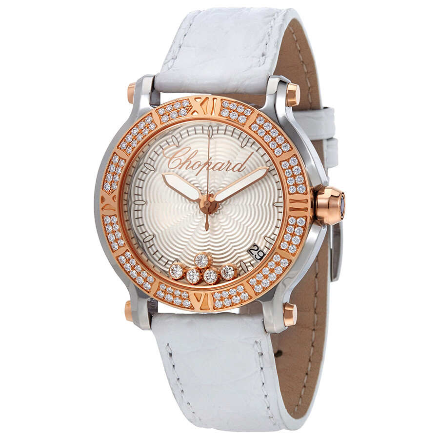 Chopard Happy Sport Silver-Toned Guilloche Diamond Dial ...