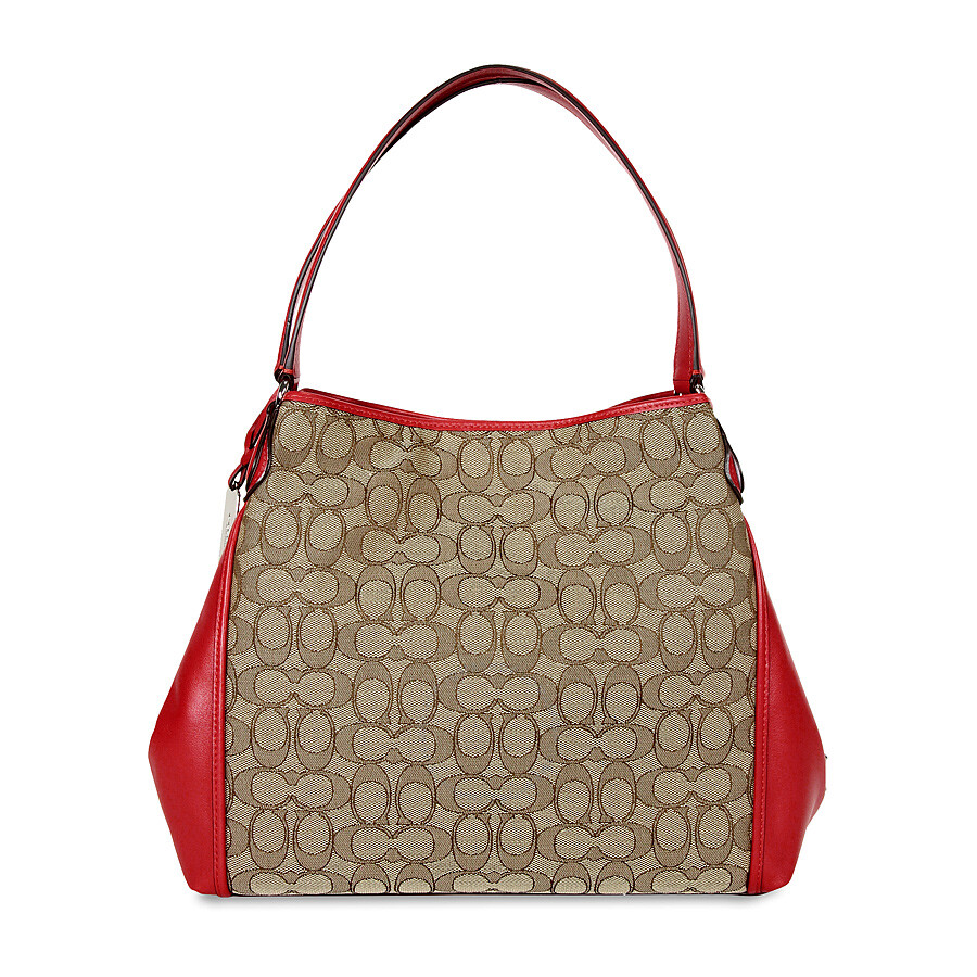 coach edie shoulder bag 28 in signature jacquard