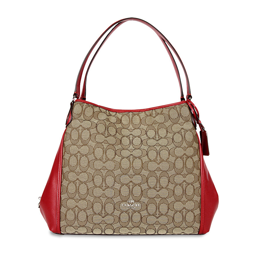 coach edie shoulder bag 28 in signature jacquard