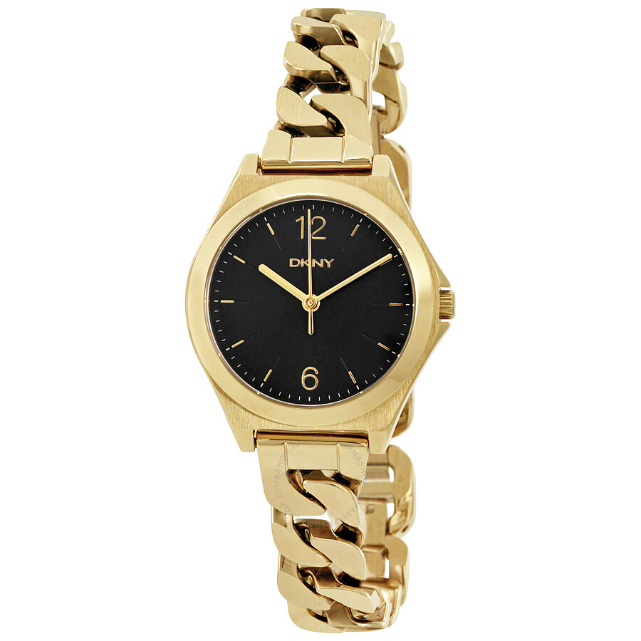 DKNY Parsons Black Dial Ladies Gold Tone Watch NY2425 - DKNY - Watches ...