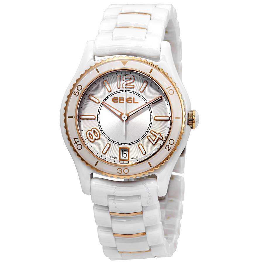 Ebel X-1 Silver Dial White Ceramic Ladies Watch 1216113 - X-1 - Ebel ...