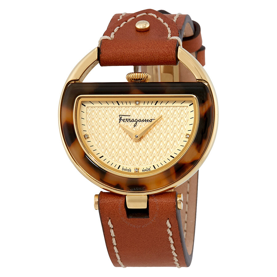 【jomashop】 ferragamo buckle beige dial ladies watch fg5020014