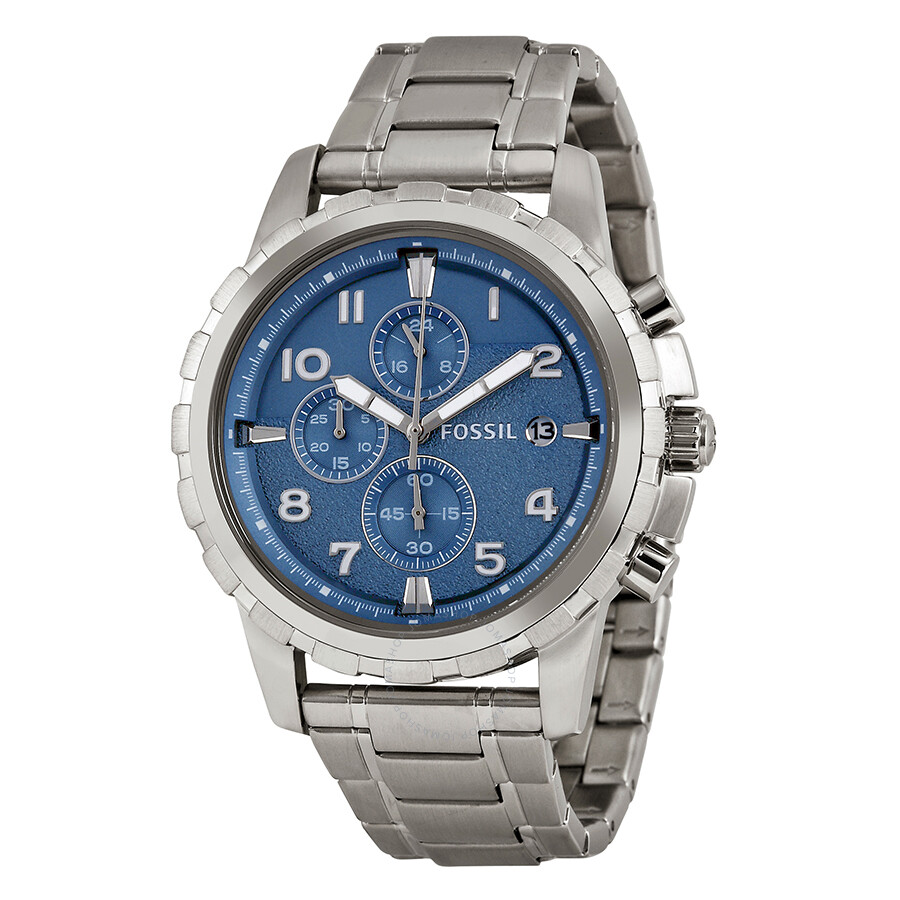 Fossil Dean Chronograph Blue Dial Stainless Steel Men's Watch FS5023 ...