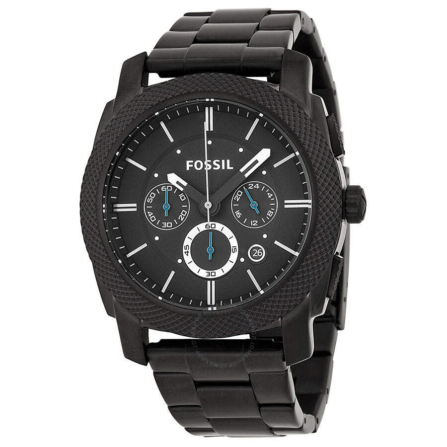 machine chronograph black stainless steel watch