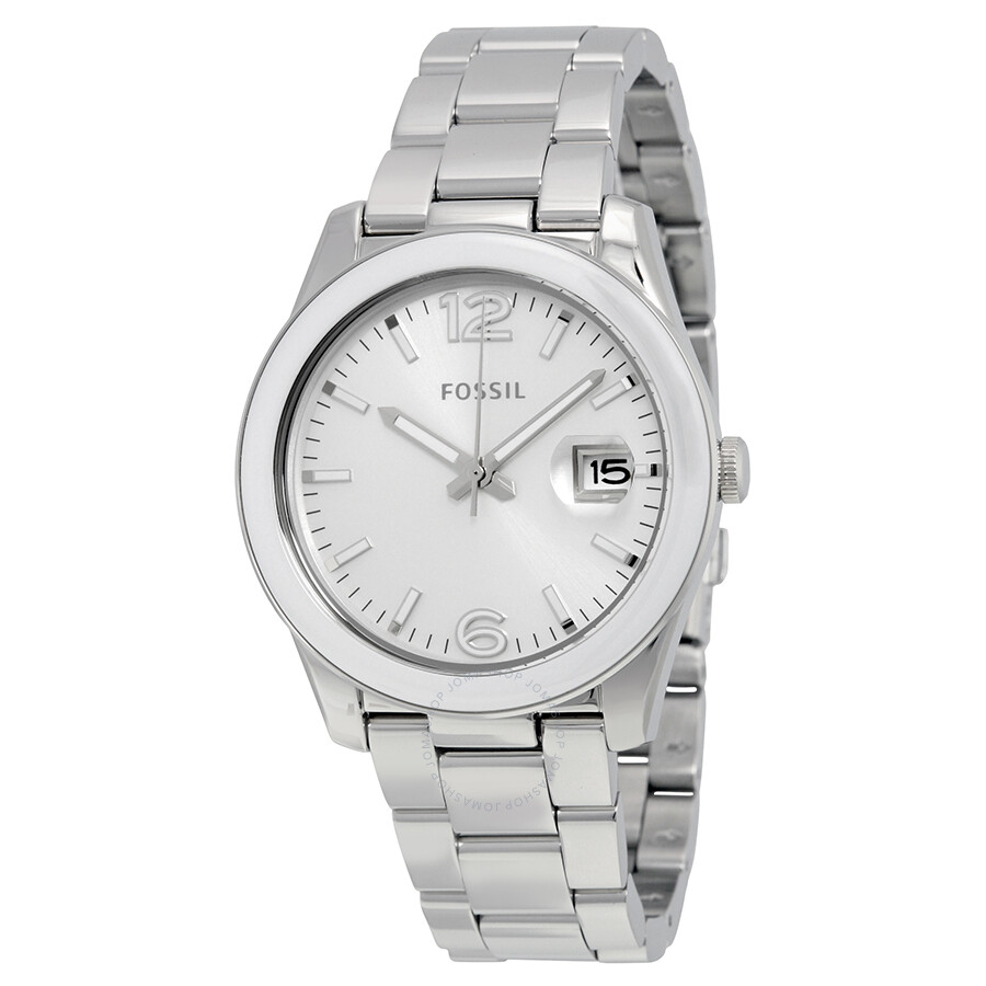 Fossil Perfect Boyfriend Silver Dial Ladies Quartz Watch CE1087 ...