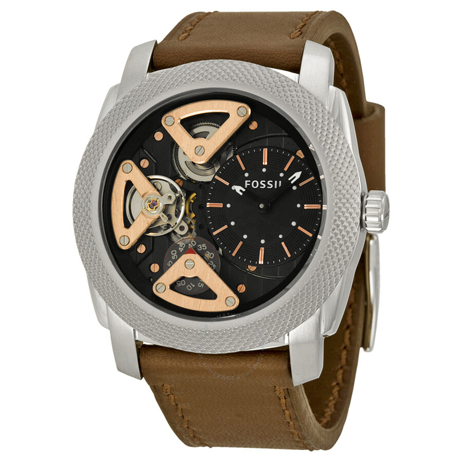 Fossil Skeletal Dial Brown Leather Strap Men's Watch ME1157 - Fossil ...