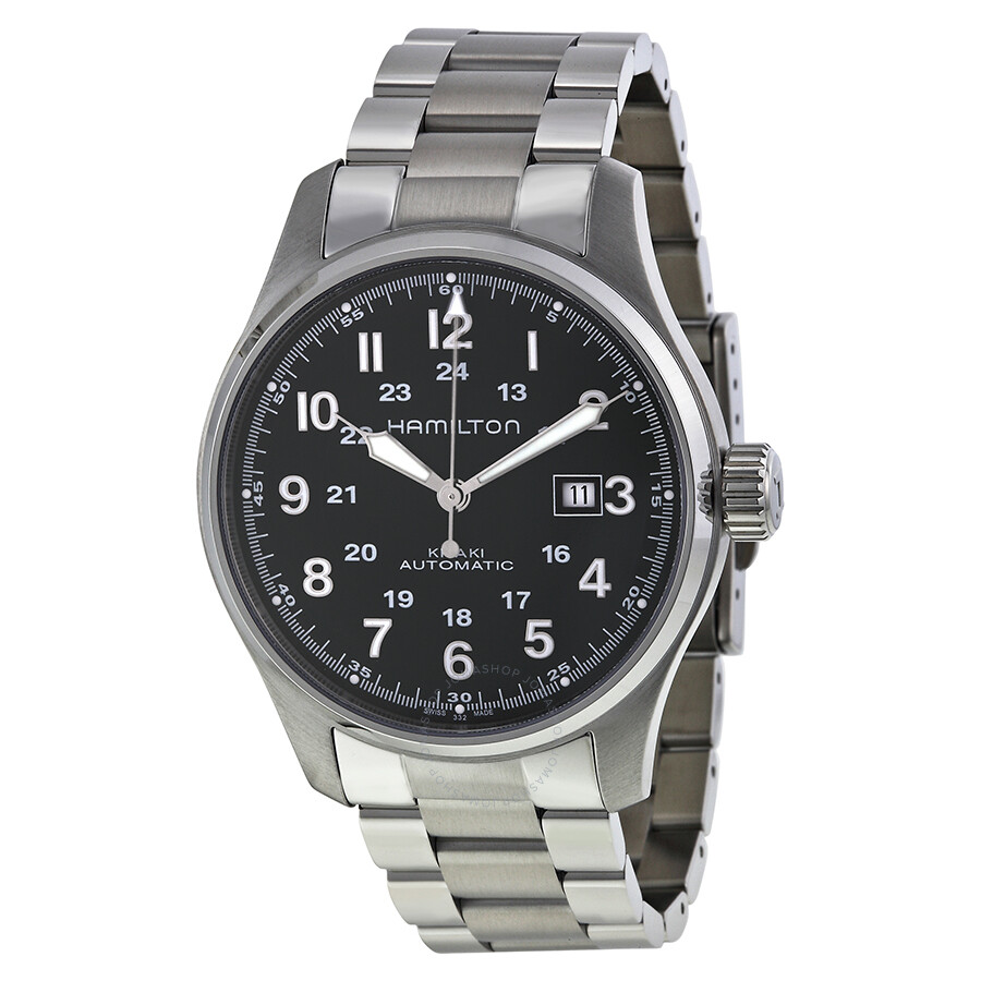 Hamilton Khaki Officer Automatic Black Dial Men's Watch H70625133 ...