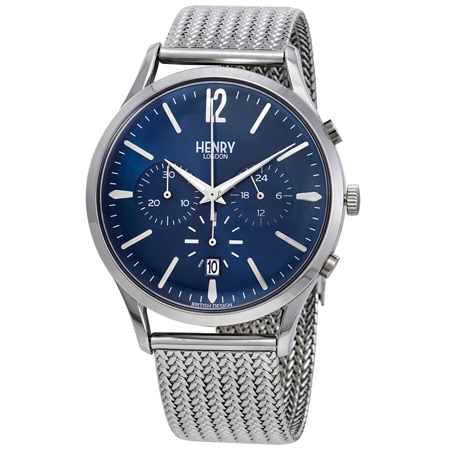 Henry London Knightsbridge Chronograph Blue Dial Men's Watch HL41-CM ...