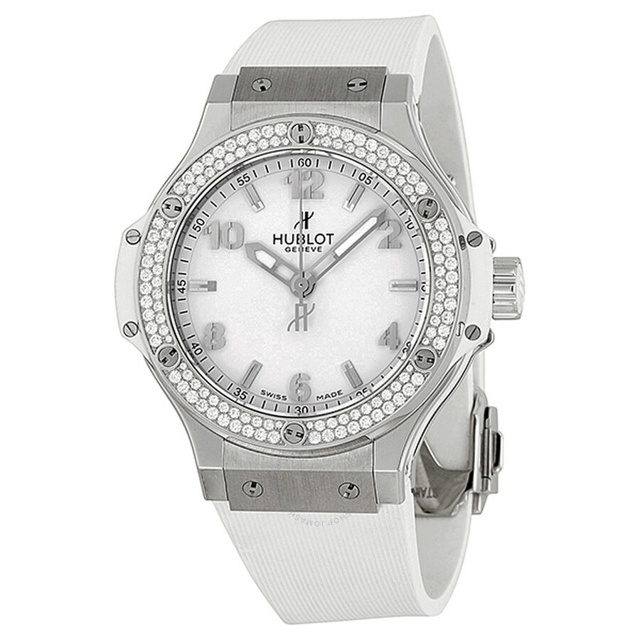 Hublot Big Bang White Dial Diamond Bezel White Rubber Unisex Watch 361 ...