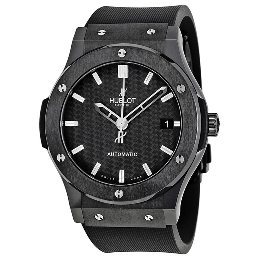 Hublot Classic Fusion Black Carbon Fiber Dial Automatic Black Rubber ...