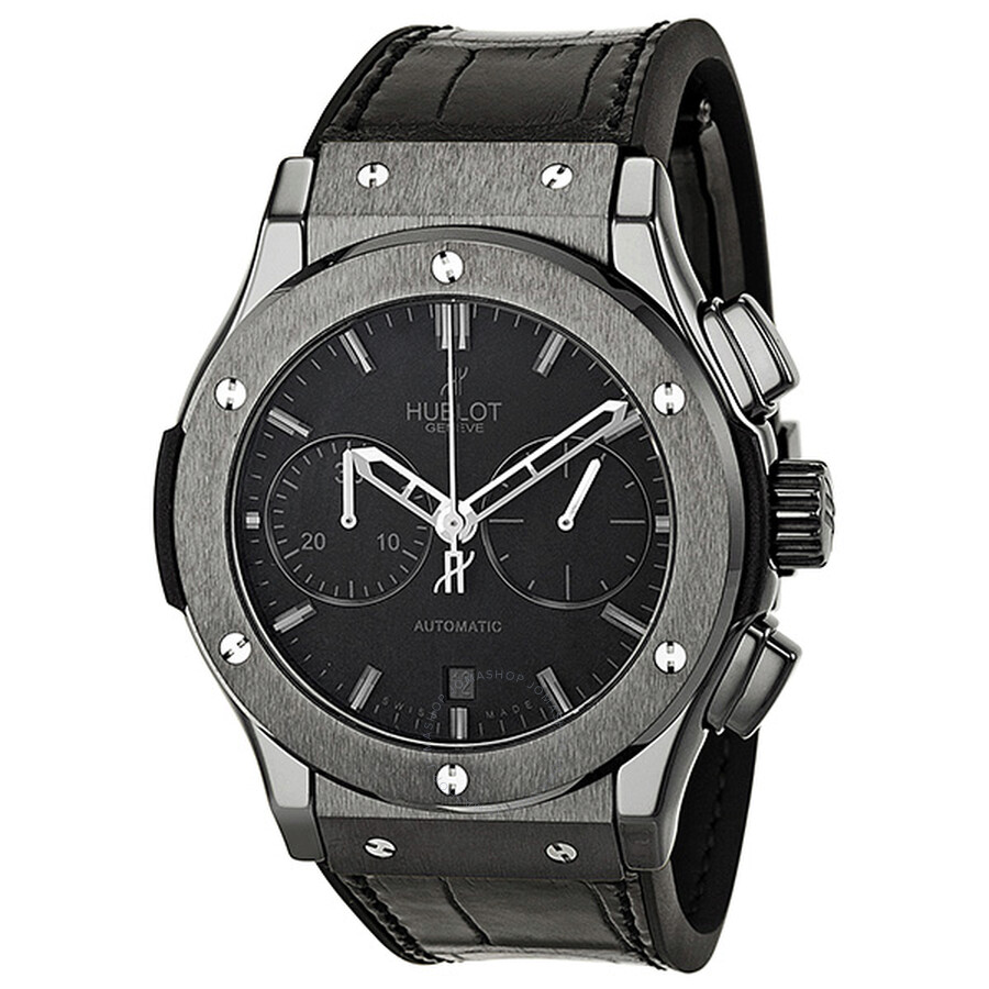 Hublot Classic Fusion Matte Black Automatic Chronograph Black Alligator ...