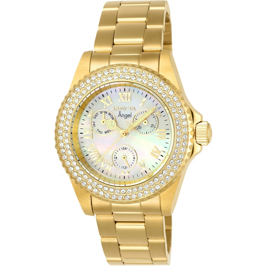 Invicta Angel Crystal White Mother of Pearl Dial Ladies Watch 23576 ...