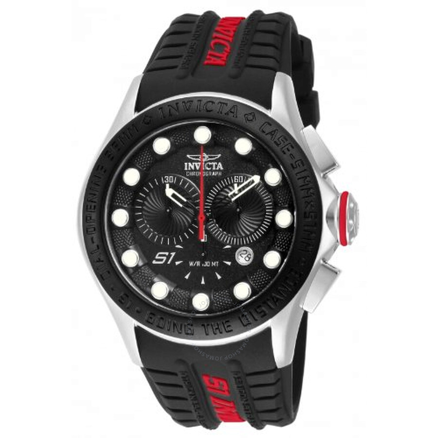 Invicta S1 Rally Chronograph Black Dial Black Polyurethane Men's Watch ...