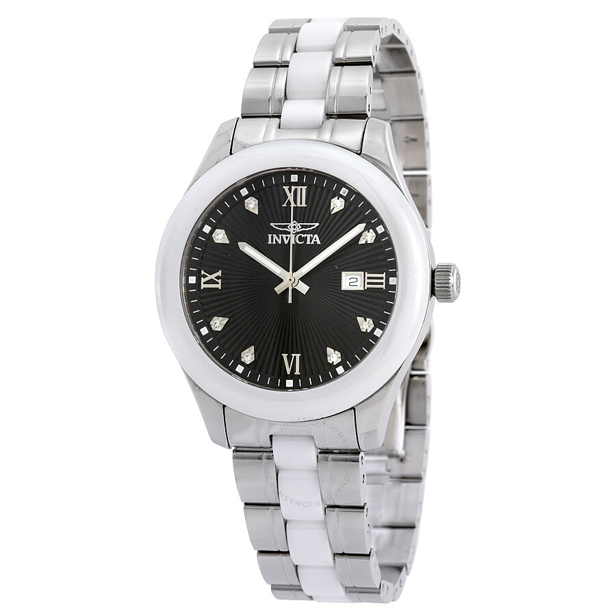 Invicta Specialty Black Dial Stainless Steel White Ceramic Men's Watch ...