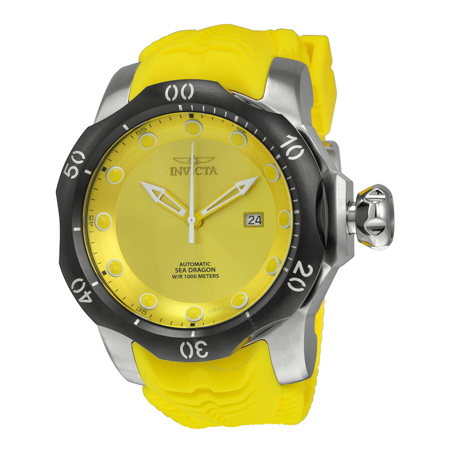 Invicta Venom Automatic Yellow Dial Yellow Silicone Strap Men's Watch ...