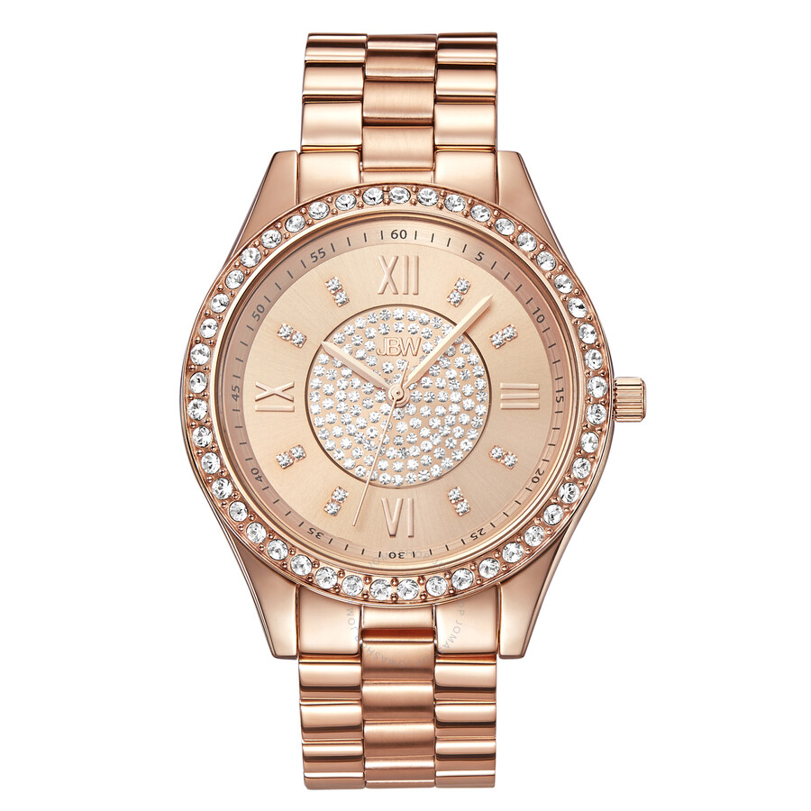 JBW Mondrian Rose Gold-tone Diamond Dial 18k Rose Gold Plated Stainless ...