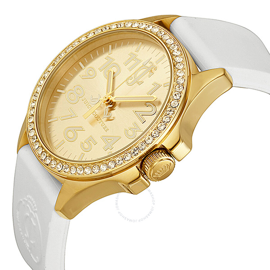 Juicy Couture Jetsetter Gold Dial White Rubber Swarovski Crystal Ladies   Juicy Couture Jetsetter Gold Dial White Rubber Swarovski Crystal Ladies Watch 1900966 2 