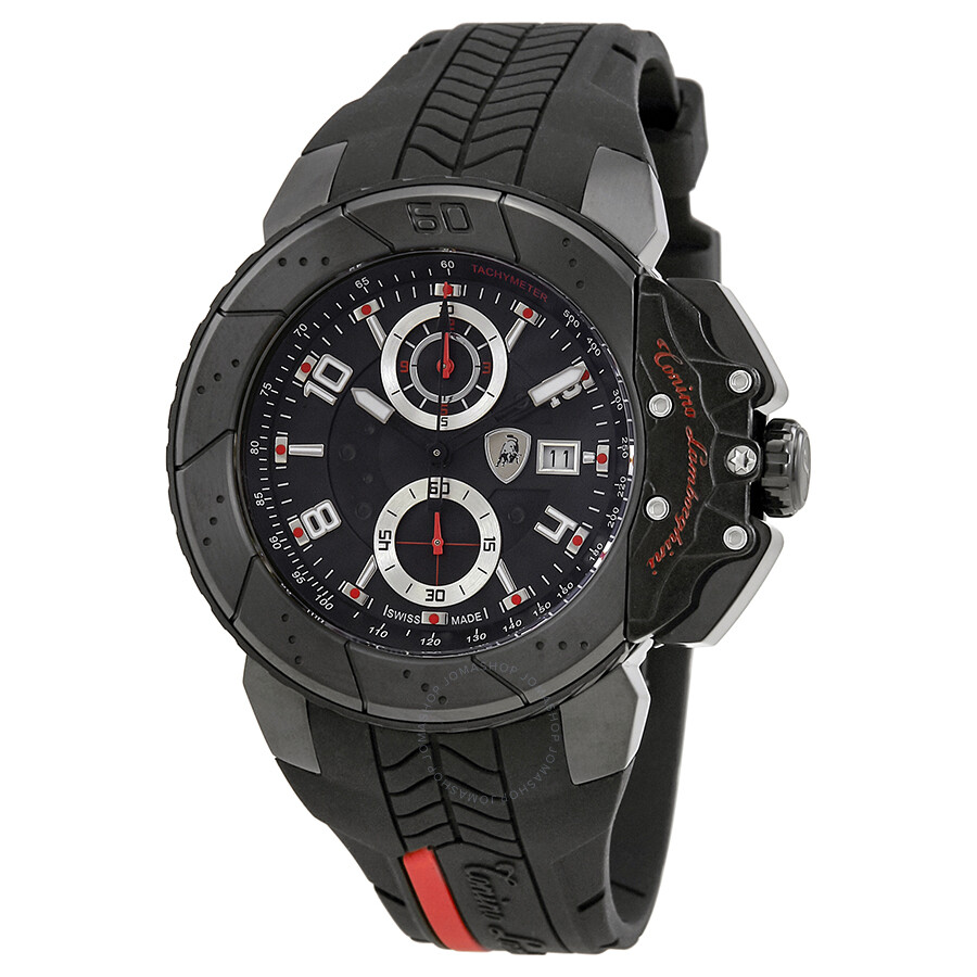 Lamborghini Brake Black Dial Men's Chronograph Rubber Watch B-7 ...