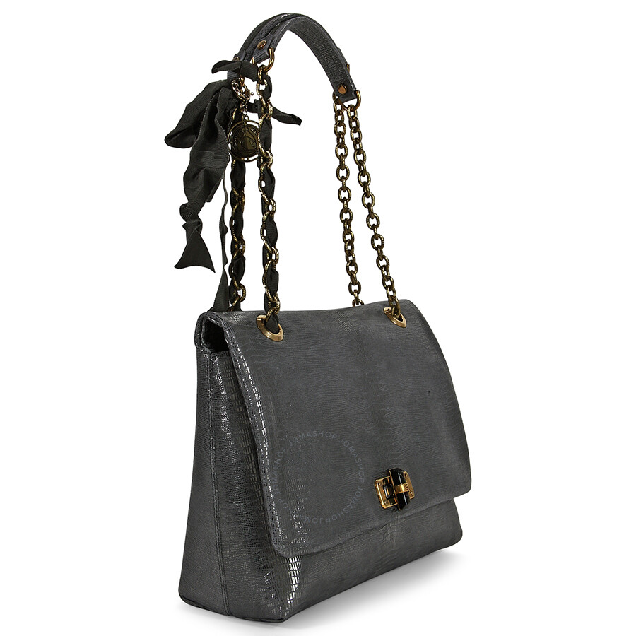 Lanvin Happy Medium Calfskin Shoulder Bag - Aged Silver - Lanvin ...