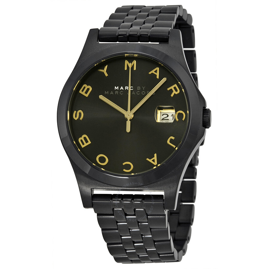 【jomashop】 marc by marc jacobs henry slim black dial black ion