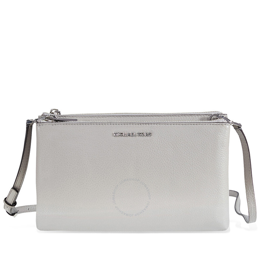 Michael Kors Adele Double-Zip Crossbody Bag - Pearl Grey - Adele ...