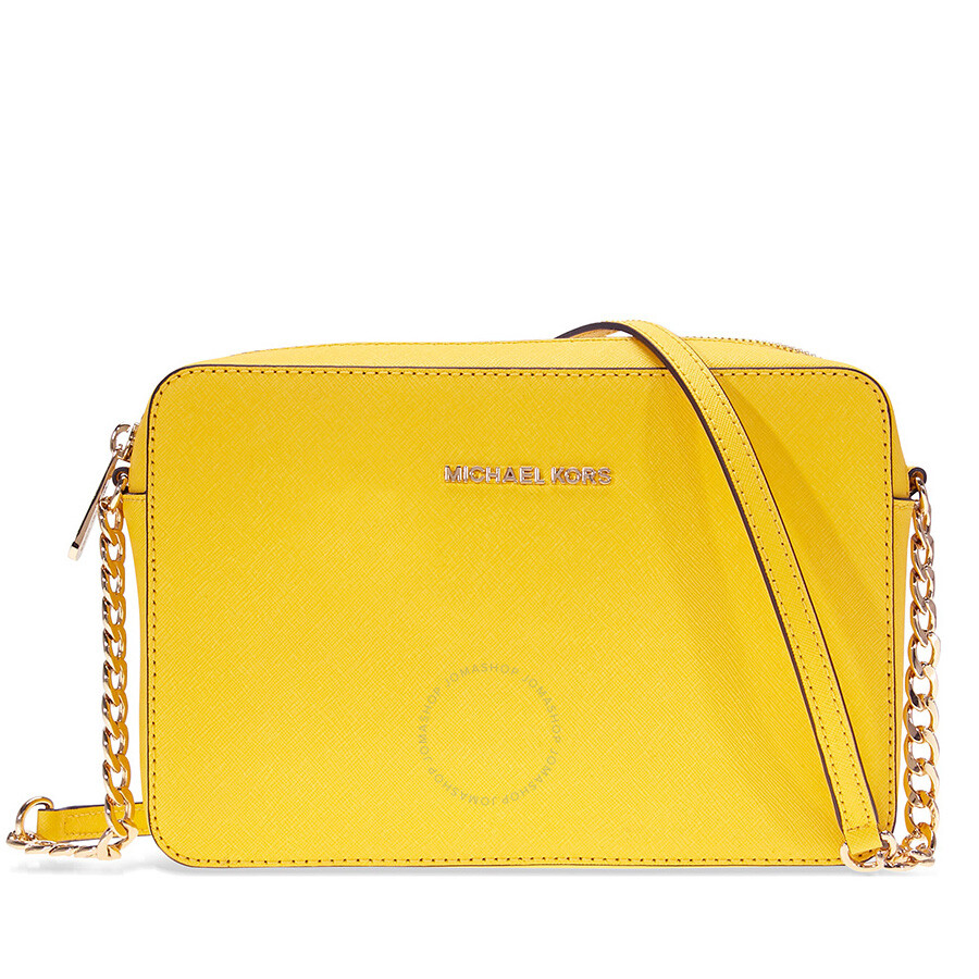 Michael Kors Jet Set Large Saffiano Leather Crossbody - Sunflower - Jet ...