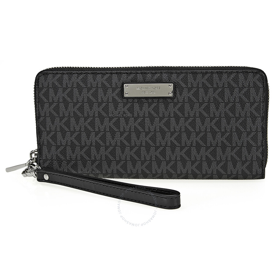 Michael Kors Jet Set Travel Logo Continental Wallet- Black - Jomashop