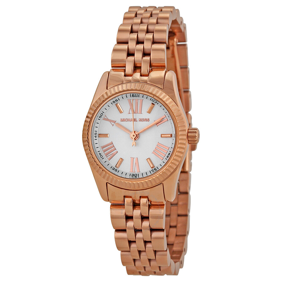 michael kors rose gold and white watch