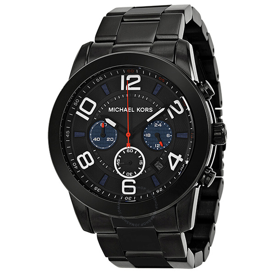 Michael Kors Mercer Chronograph Black IP Stainless Steel Men's Watch ...