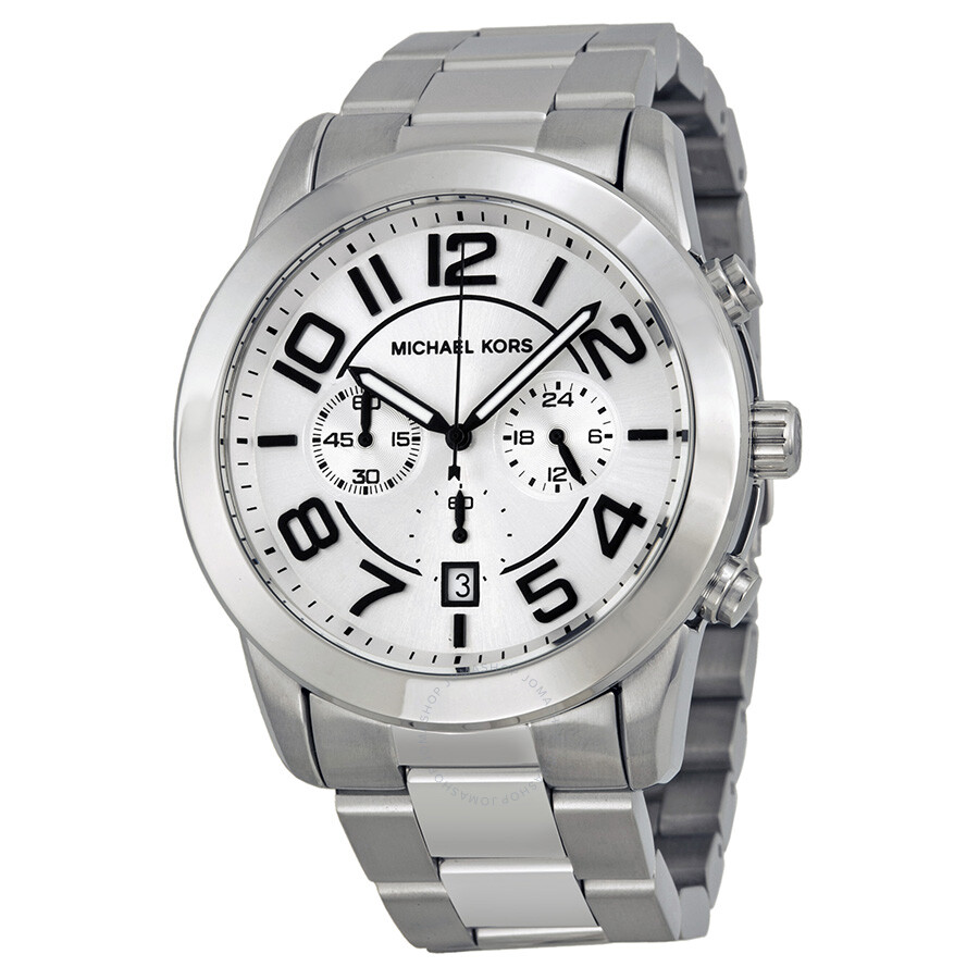 Michael Kors Mercer Chronograph Silver Dial Stainless Steel Men's Watch ...