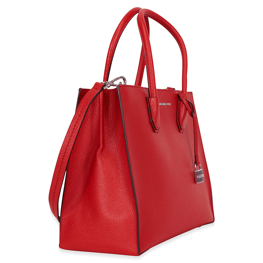 Michael Kors Mercer Large Bonded Leather Tote - Bright Red - Michael ...