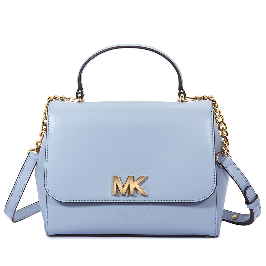 Michael Kors Mott Medium Leather Satchel- Pale Blue - Michael Kors ...