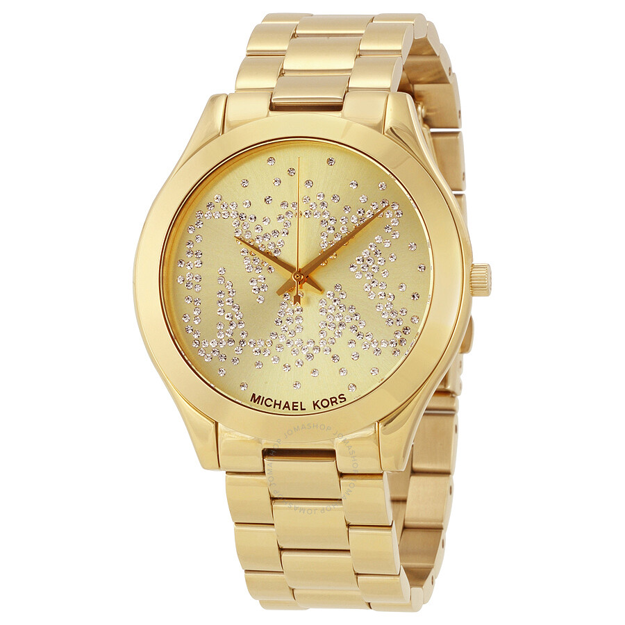 Michael Kors Slim Runway Gold Tone Ladies Crystal Watch MK3590 - Slim ...