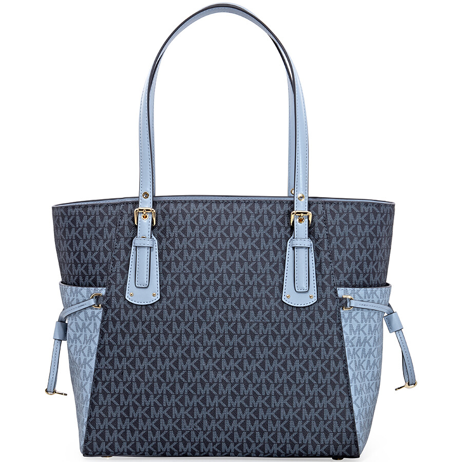 michael kors blue and white tote