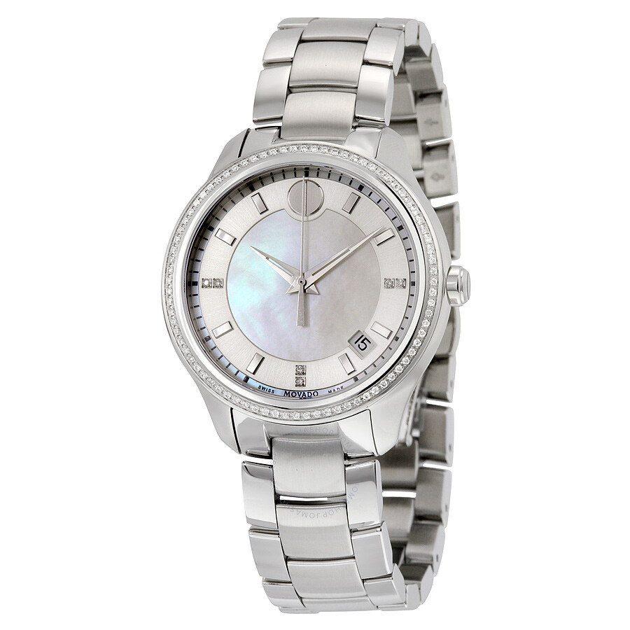 Movado Bellina White Mother Of Pearl Dial Ladies Stainless Steel Watch ...